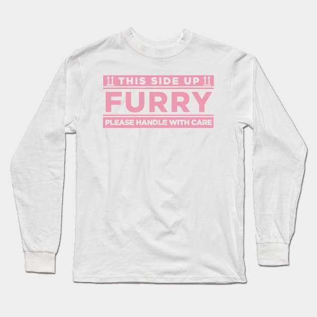 Pink - Furry, Please Handle with Care Long Sleeve T-Shirt by wogglebugg